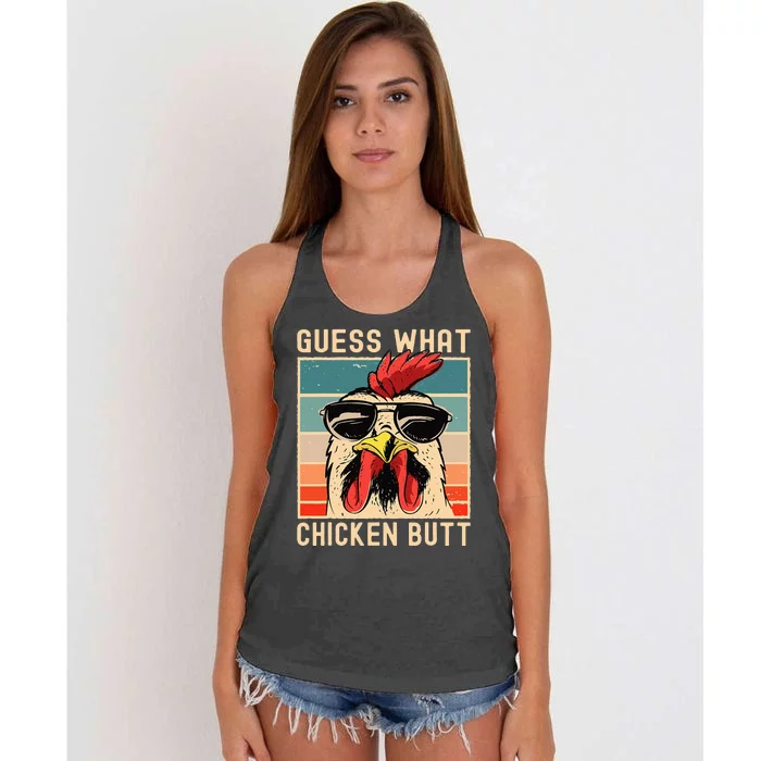 Chicken Meme Design Guess What Chicken Butt Women's Knotted Racerback Tank