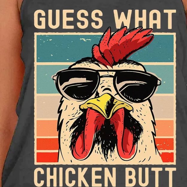 Chicken Meme Design Guess What Chicken Butt Women's Knotted Racerback Tank