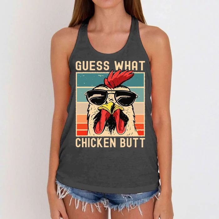 Chicken Meme Design Guess What Chicken Butt Women's Knotted Racerback Tank