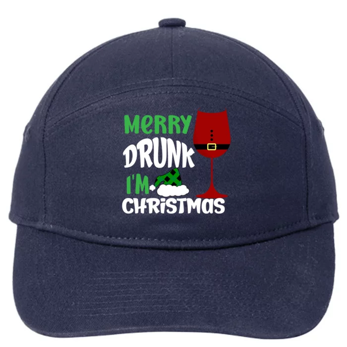 Christmas Merry Drunk IM Christmas Wine Santa Gift 7-Panel Snapback Hat