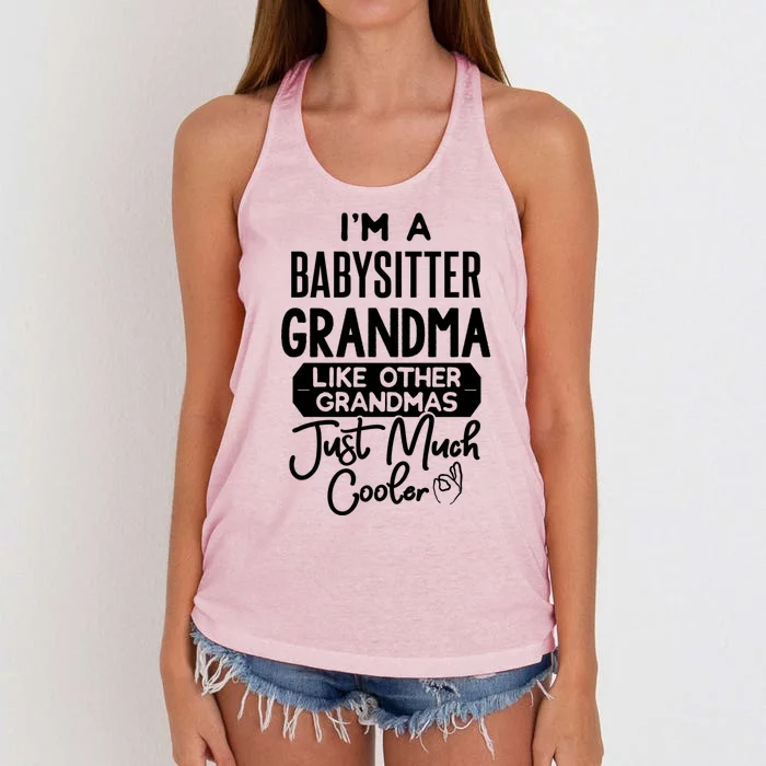 Cool Mothers Day Design Sitter Grandma Gift Women's Knotted Racerback Tank