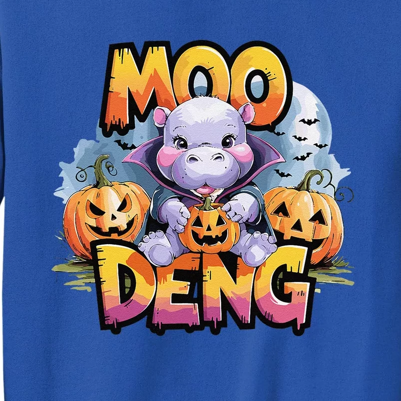 Cute Moo Deng Bouncy Pig In Thai Halloween Baby Hippopotamus Tall Sweatshirt