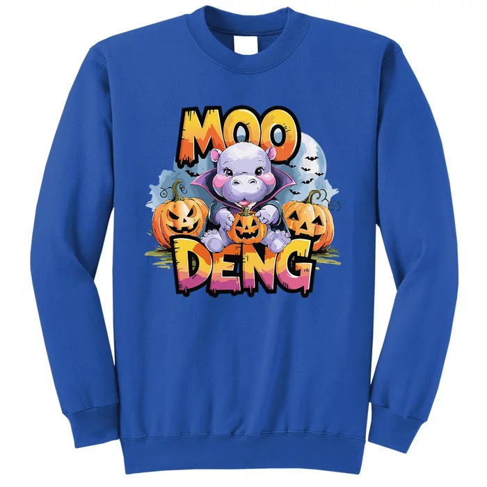 Cute Moo Deng Bouncy Pig In Thai Halloween Baby Hippopotamus Tall Sweatshirt