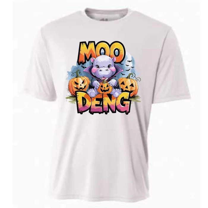 Cute Moo Deng Bouncy Pig In Thai Halloween Baby Hippopotamus Cooling Performance Crew T-Shirt