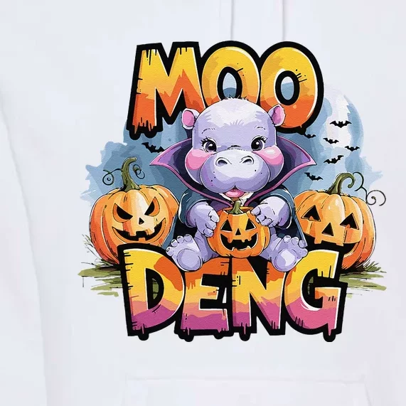 Cute Moo Deng Bouncy Pig In Thai Halloween Baby Hippopotamus Premium Hoodie