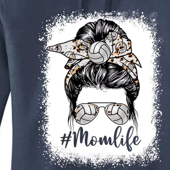 Cute Mother's Day Volleyball Mom Life Messy Bun Game Day Cute Gift Women's Pullover Hoodie