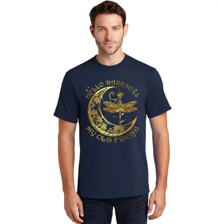 Crescent Moon Dragonfly Hello Darkness My Old Friend Tall T-Shirt