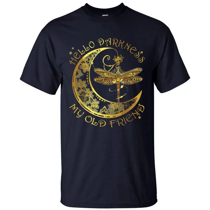 Crescent Moon Dragonfly Hello Darkness My Old Friend Tall T-Shirt