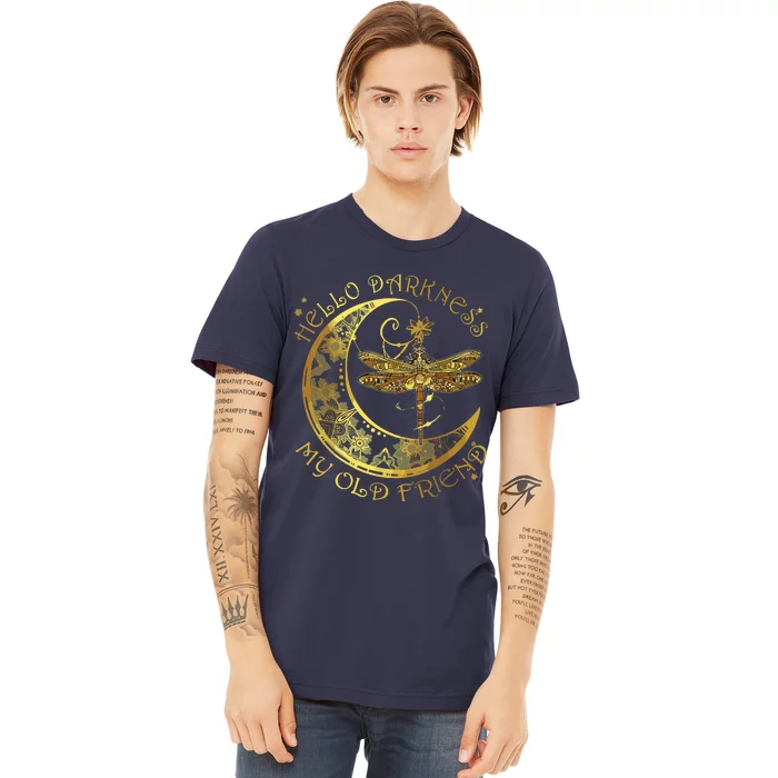 Crescent Moon Dragonfly Hello Darkness My Old Friend Premium T-Shirt