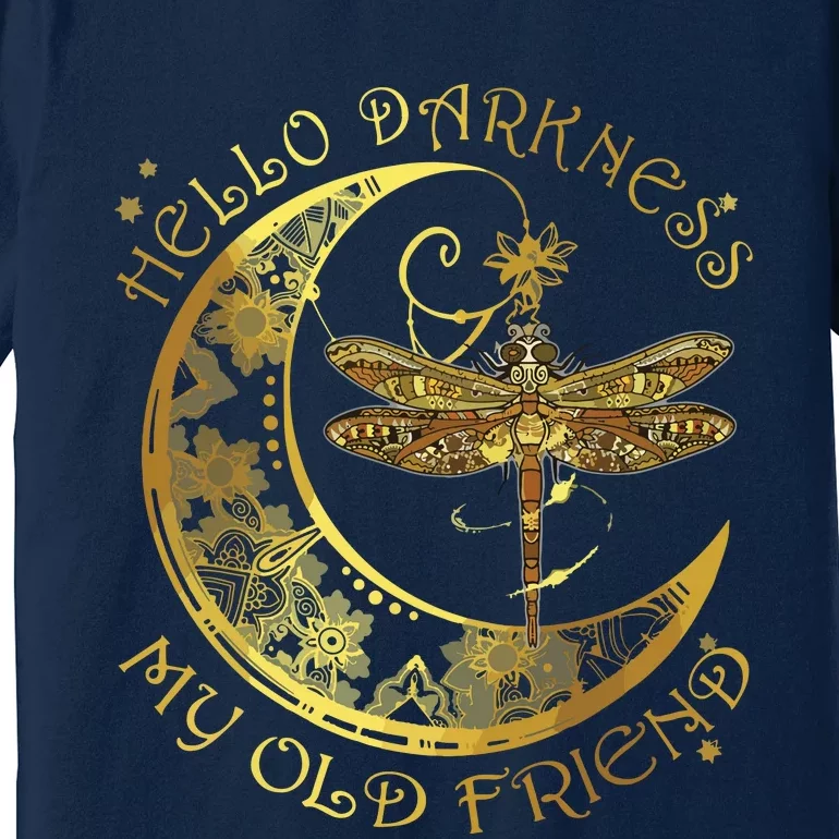 Crescent Moon Dragonfly Hello Darkness My Old Friend Premium T-Shirt