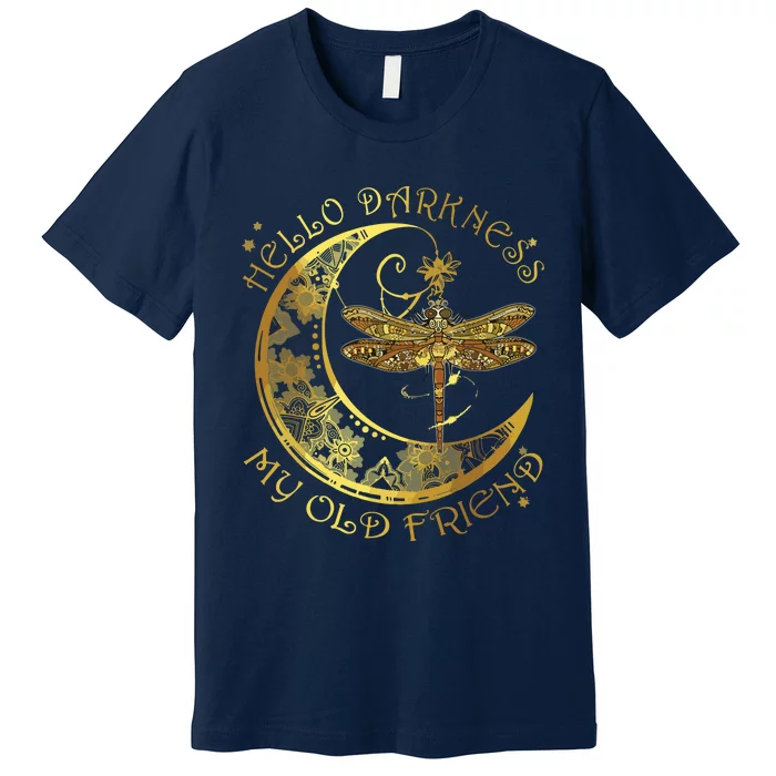 Crescent Moon Dragonfly Hello Darkness My Old Friend Premium T-Shirt