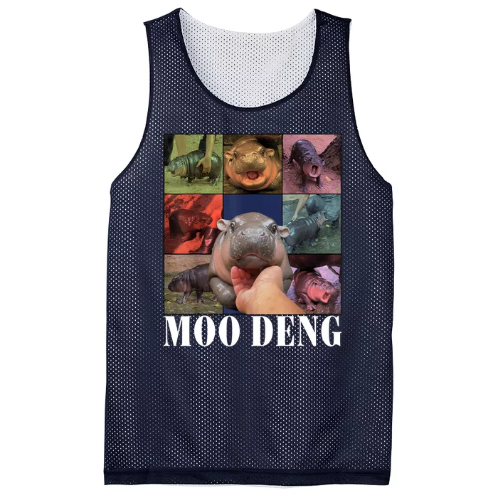 Colorful Moo Deng Retro Photo Hippo Mesh Reversible Basketball Jersey Tank