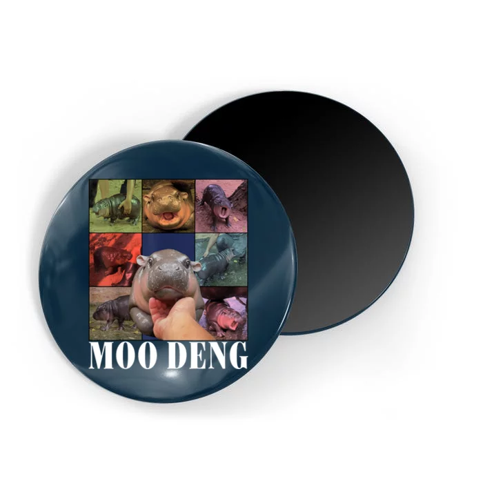 Colorful Moo Deng Retro Photo Hippo Magnet