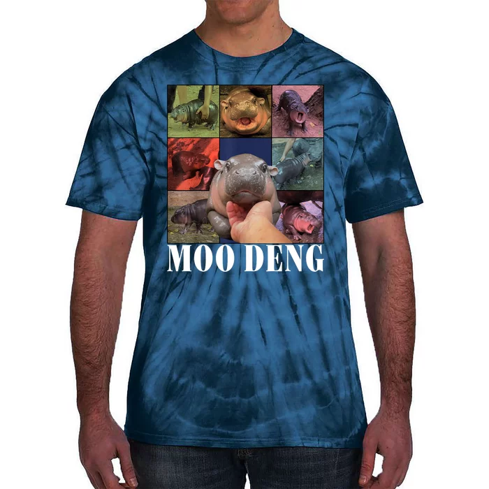 Colorful Moo Deng Retro Photo Hippo Tie-Dye T-Shirt