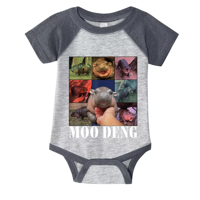 Colorful Moo Deng Retro Photo Hippo Infant Baby Jersey Bodysuit