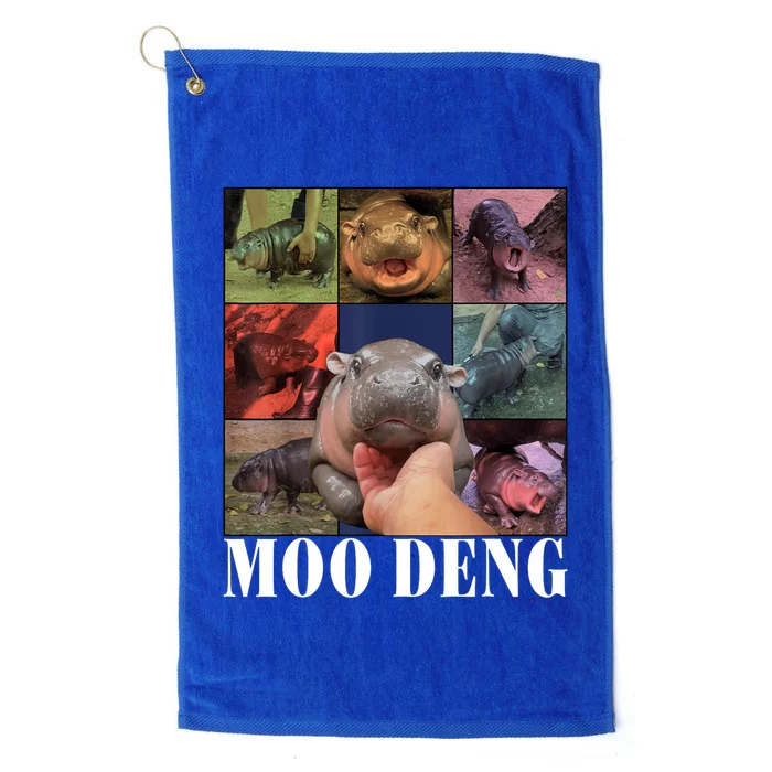 Colorful Moo Deng Retro Photo Hippo Platinum Collection Golf Towel