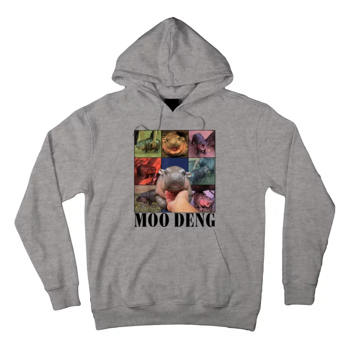 Colorful Moo Deng Retro Photo Hippo Hoodie