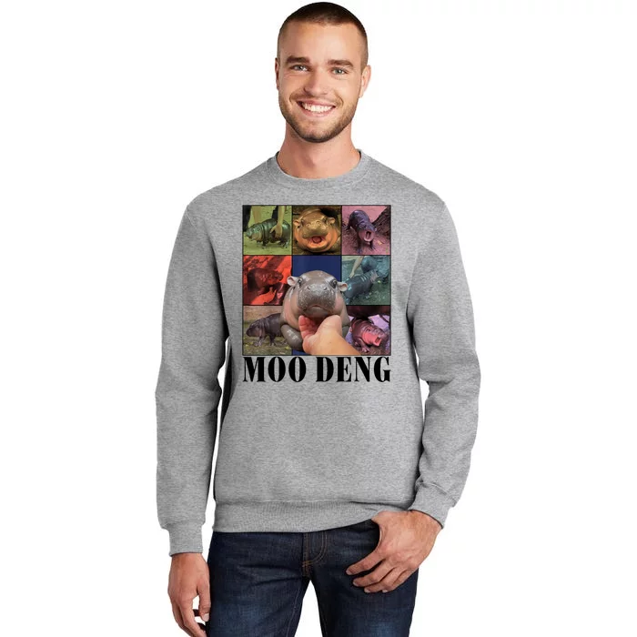 Colorful Moo Deng Retro Photo Hippo Sweatshirt