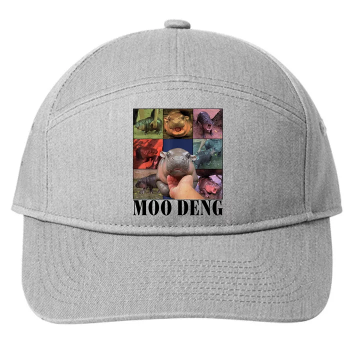 Colorful Moo Deng Retro Photo Hippo 7-Panel Snapback Hat