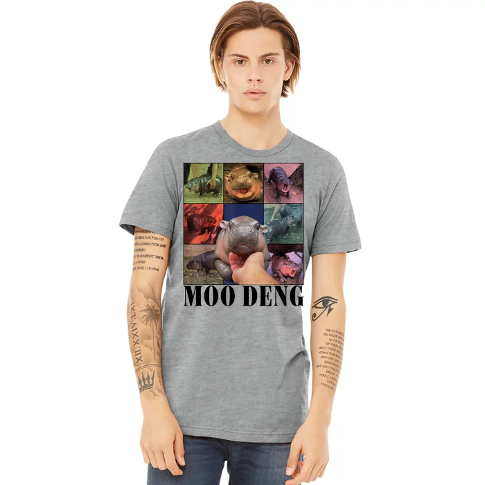 Colorful Moo Deng Retro Photo Hippo Premium T-Shirt