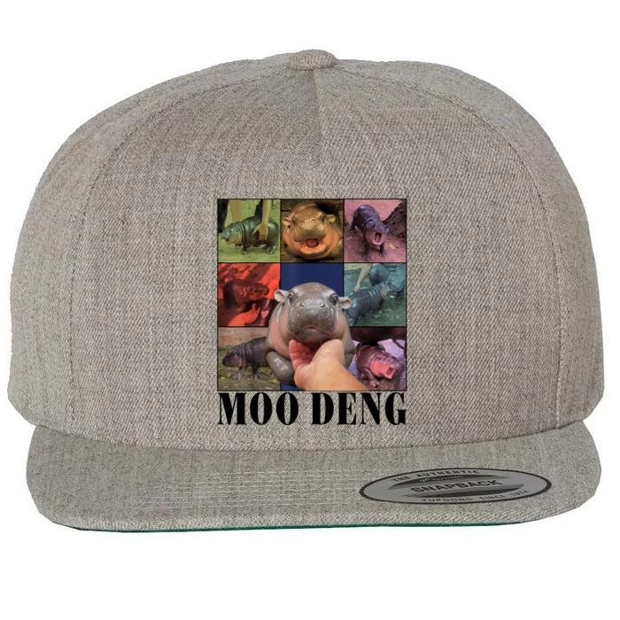 Colorful Moo Deng Retro Photo Hippo Wool Snapback Cap