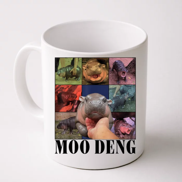 Colorful Moo Deng Retro Photo Hippo Front & Back Coffee Mug