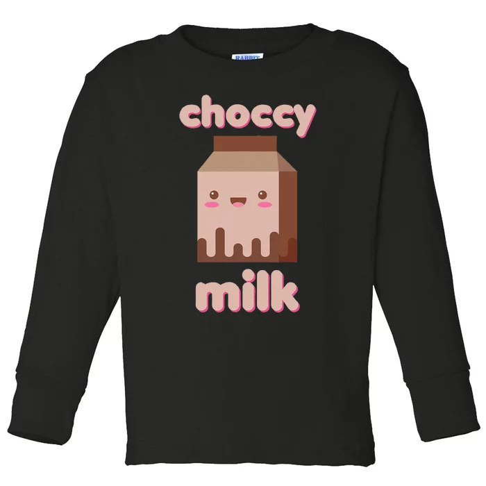 Choccy Milk Drink Chocolate Japanese Kawaii Cute Funny Meme Toddler Long Sleeve Shirt