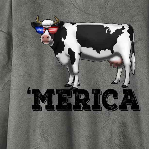 Cow Merica Dairy Farmer Funny Farm Animal Cool Gift Hooded Wearable Blanket