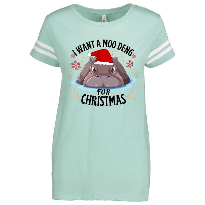 Cute Moo Deng Christmas I Want A Moo Deng For Christmas Enza Ladies Jersey Football T-Shirt