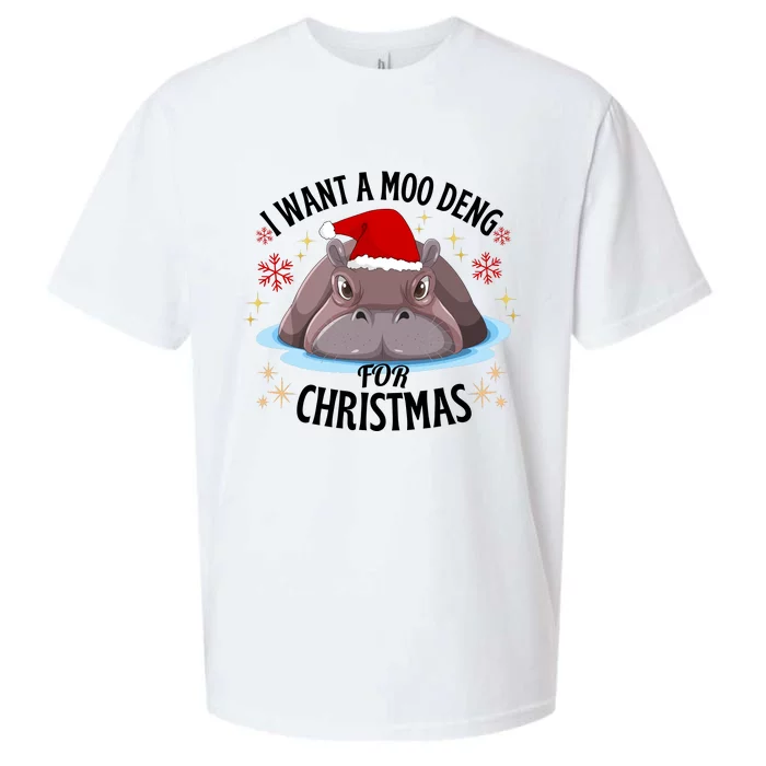 Cute Moo Deng Christmas I Want A Moo Deng For Christmas Sueded Cloud Jersey T-Shirt