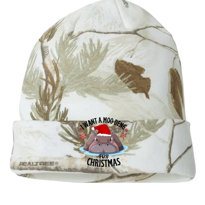 Cute Moo Deng Christmas I Want A Moo Deng For Christmas Kati - 12in Camo Beanie