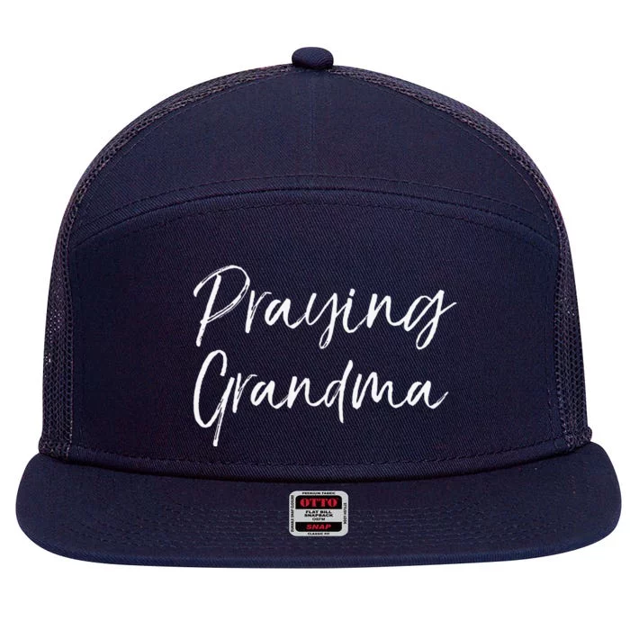 Christian Mothers Day Gift Prayer Warrior Praying Grandma 7 Panel Mesh Trucker Snapback Hat