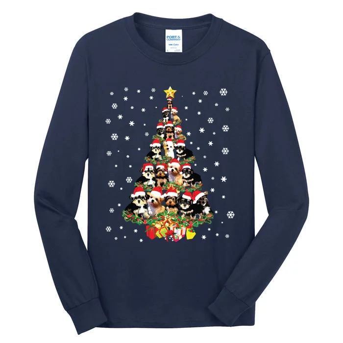 Cute Morkie Dog Christmas Tree Gifts Decor Xmas Tree Tall Long Sleeve T-Shirt