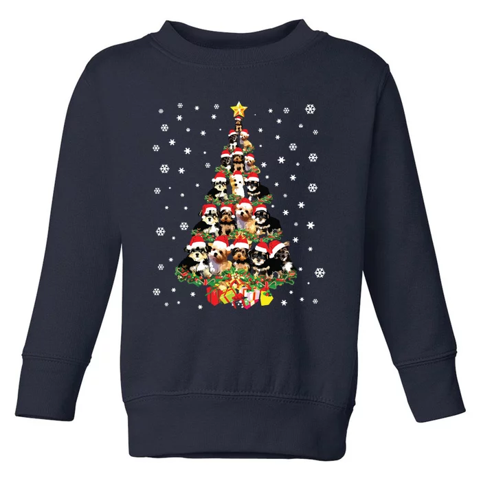 Cute Morkie Dog Christmas Tree Gifts Decor Xmas Tree Toddler Sweatshirt