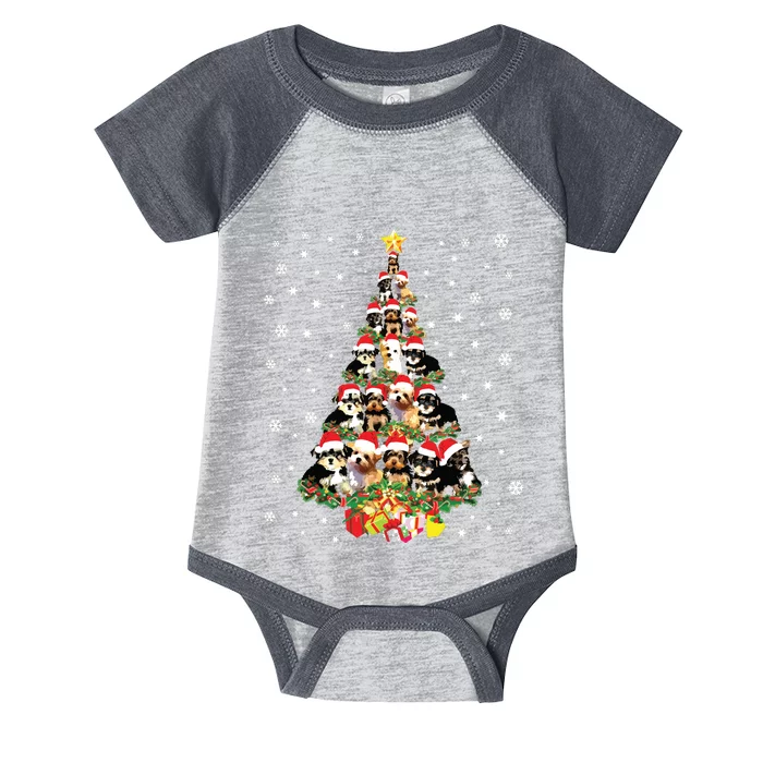 Cute Morkie Dog Christmas Tree Gifts Decor Xmas Tree Infant Baby Jersey Bodysuit