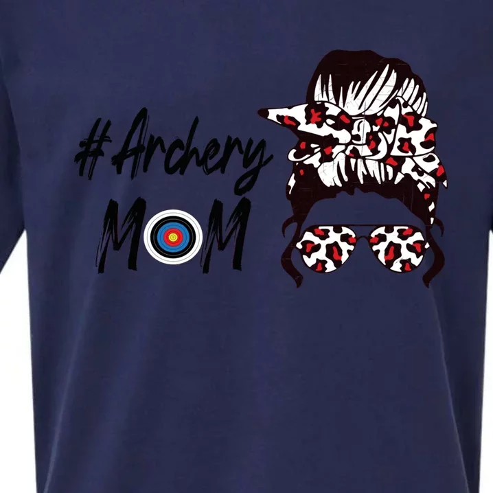 Cute Mothers Day Leopard Print Messy Bun Archery Momlife Gift Sueded Cloud Jersey T-Shirt