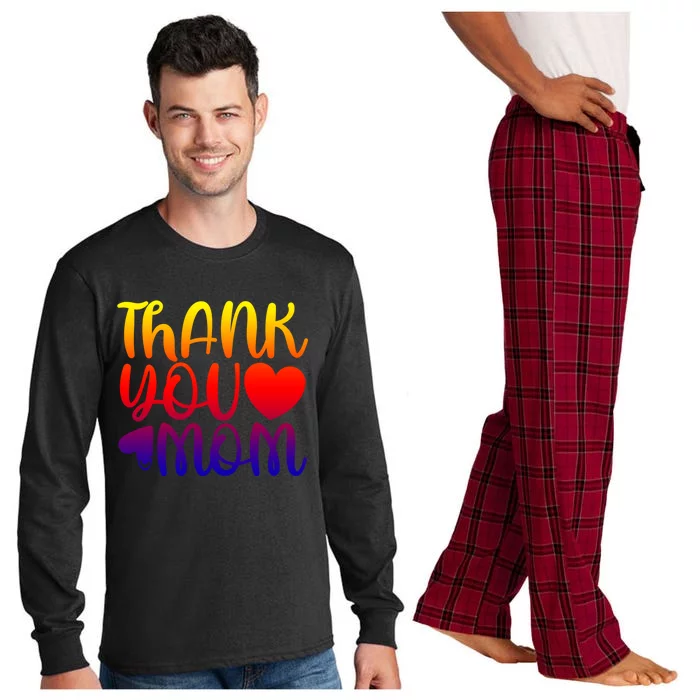 Cute Mother's Day Quote Thank You Mom Graphic Gift Long Sleeve Pajama Set