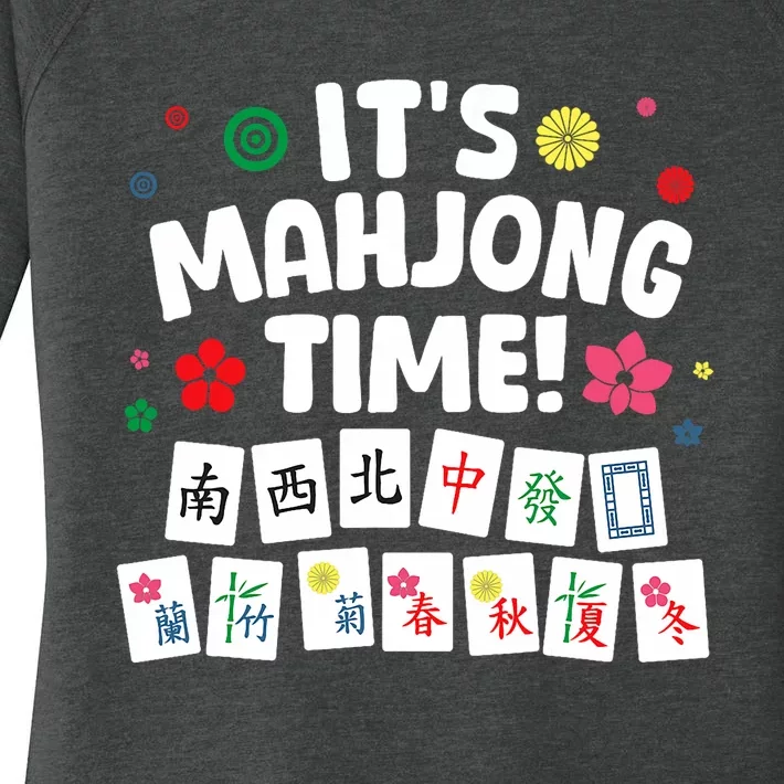 Cute Mahjong Design For Tile Game Mahjong Player Women's Perfect Tri Tunic Long Sleeve Shirt