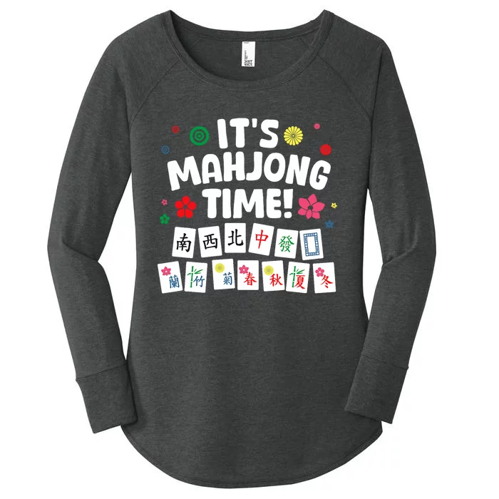 Cute Mahjong Design For Tile Game Mahjong Player Women's Perfect Tri Tunic Long Sleeve Shirt