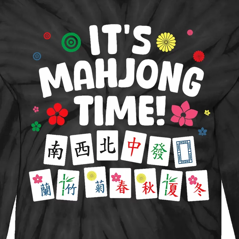 Cute Mahjong Design For Tile Game Mahjong Player Tie-Dye Long Sleeve Shirt