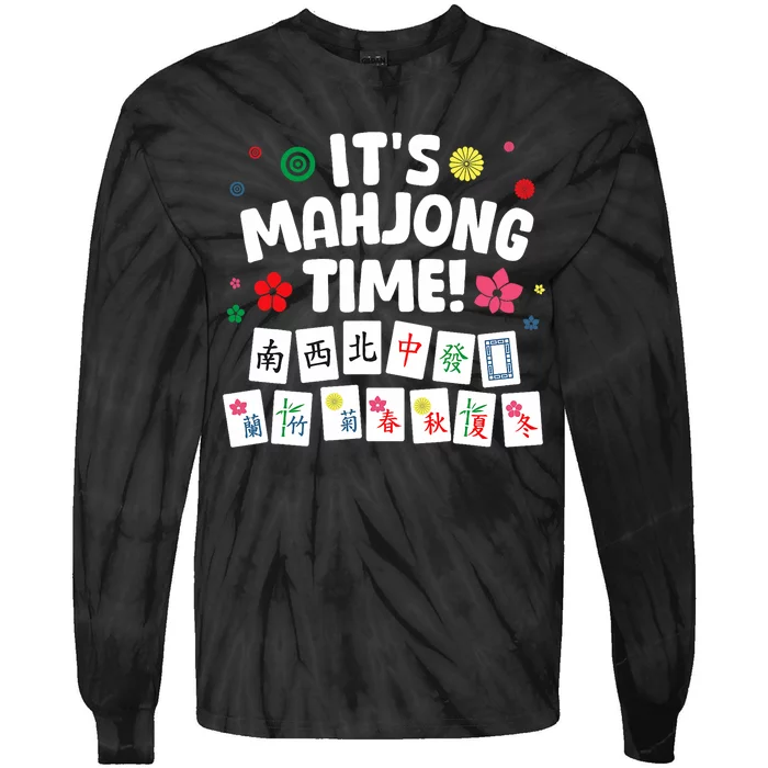 Cute Mahjong Design For Tile Game Mahjong Player Tie-Dye Long Sleeve Shirt