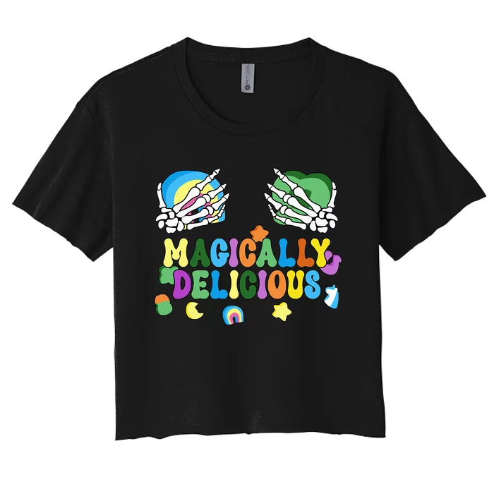 Colorful Magically Delicious Sexy Shamrock St Patrick's Day Women's Crop Top Tee