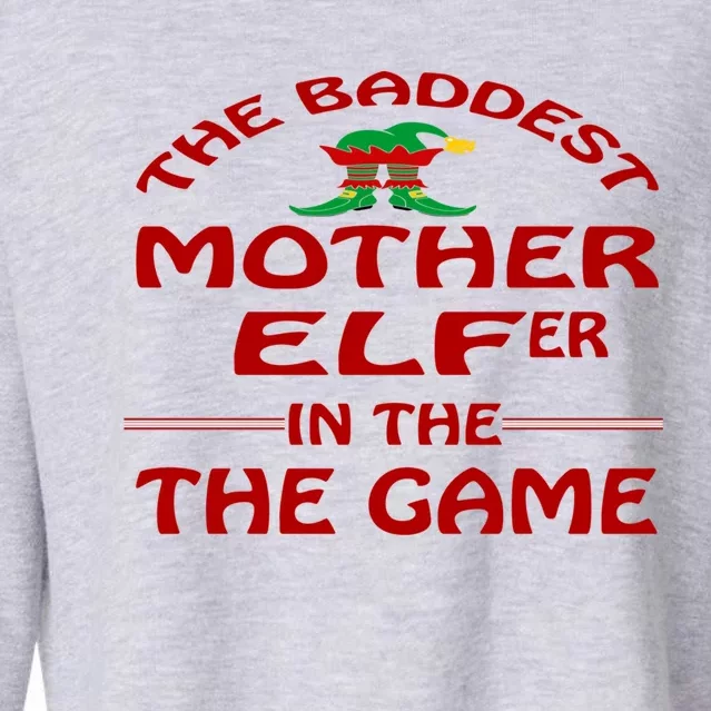 Cute Mother Elfer Elf Funny Sayings Ugly Christmas Gift Cropped Pullover Crew