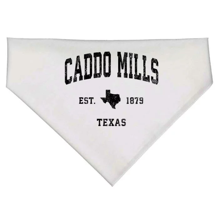 Caddo Mills Est 1879 Texas Tx Vintage Established Athletic Sports Design USA-Made Doggie Bandana