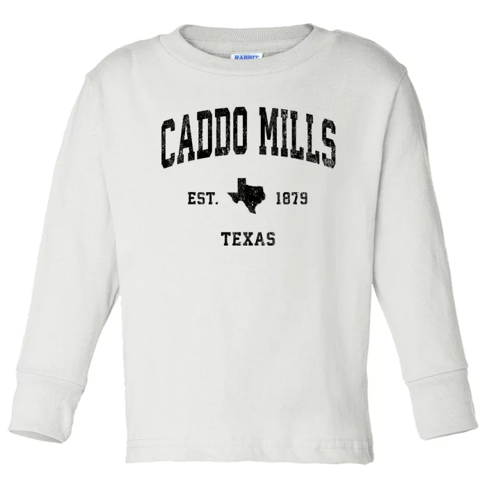 Caddo Mills Est 1879 Texas Tx Vintage Established Athletic Sports Design Toddler Long Sleeve Shirt