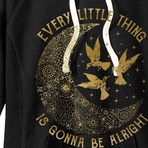 Crescent Moon Every Little Thing Is Gonna Be Alright Birds Women's Fleece Hoodie