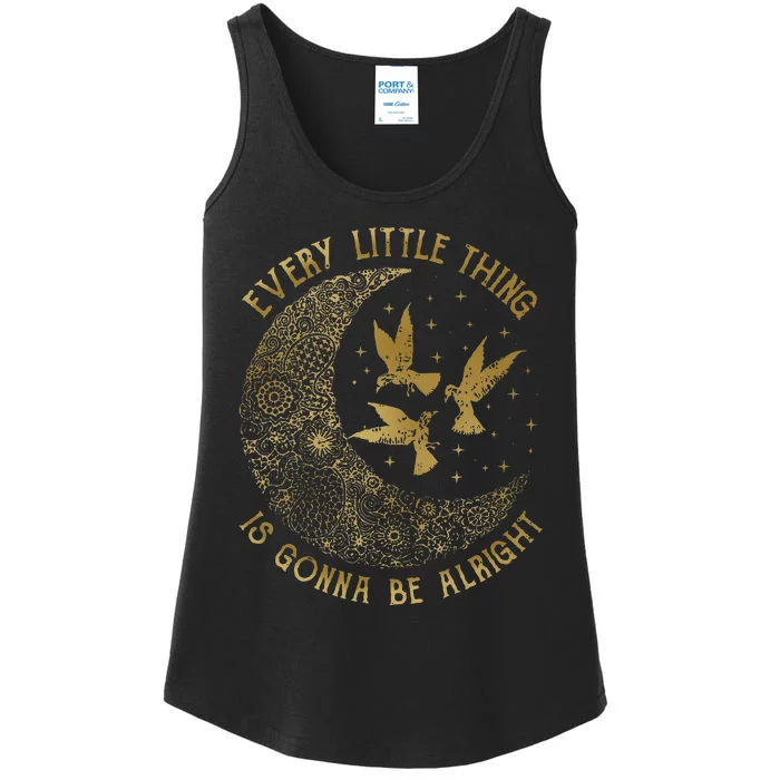 Crescent Moon Every Little Thing Is Gonna Be Alright Birds Ladies Essential Tank