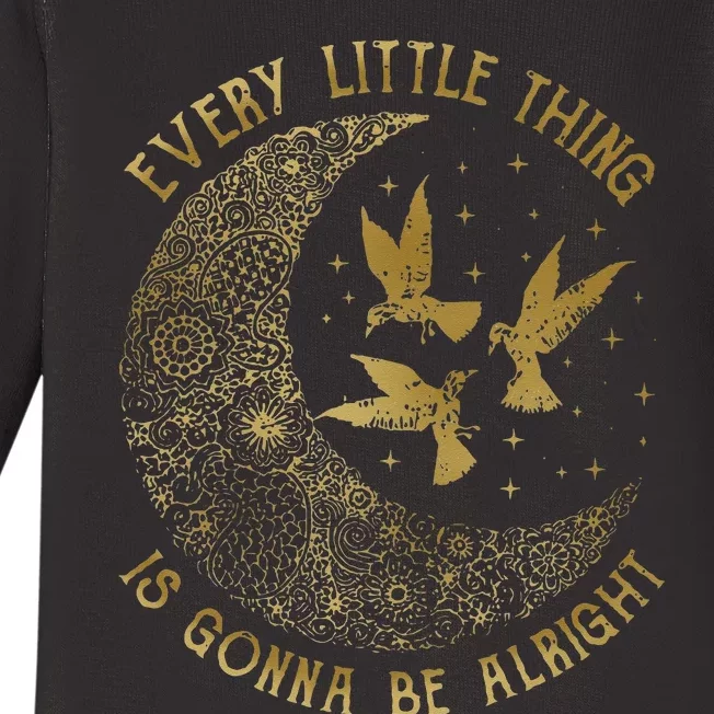 Crescent Moon Every Little Thing Is Gonna Be Alright Birds Baby Long Sleeve Bodysuit