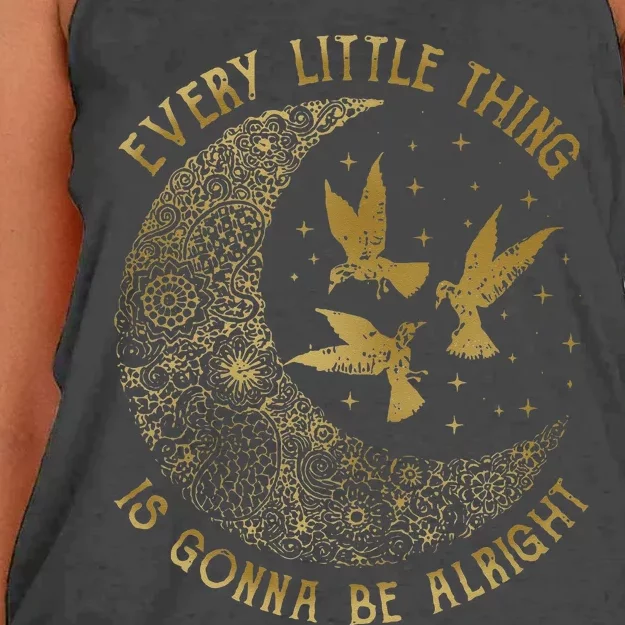 Crescent Moon Every Little Thing Is Gonna Be Alright Birds Women's Knotted Racerback Tank