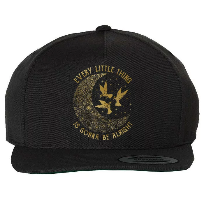 Crescent Moon Every Little Thing Is Gonna Be Alright Birds Wool Snapback Cap